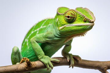 Fototapeta premium a green chamelon sitting on a branch