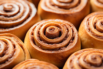Fototapeta premium a close up of a bunch of cinnamon rolls