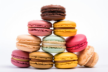 a stack of macarons with different colors and flavors