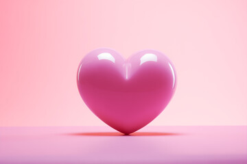 Pink valentine heart on a pastel pink background. Love concept.