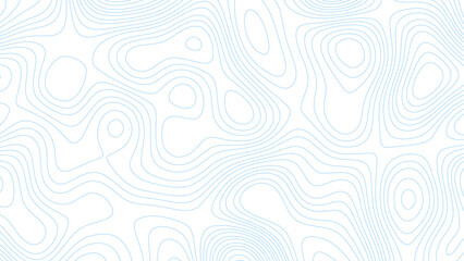 Abstract blue background with map contour. Moden blue lines of the relief map on a white background. Vector grid map. Topography white wave lines vector background. - obrazy, fototapety, plakaty