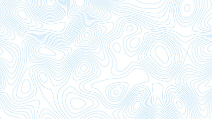 Abstract blue background with map contour. Moden blue lines of the relief map on a white background. Vector grid map. Topography white wave lines vector background.