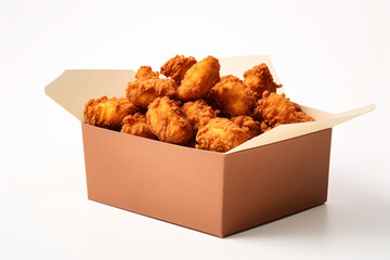 a box of fried chicken on a white background