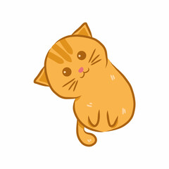 cute cat sitting with its head tilted illustration. cute cat flat illustration. cat tilting its head. orange cat illustration.