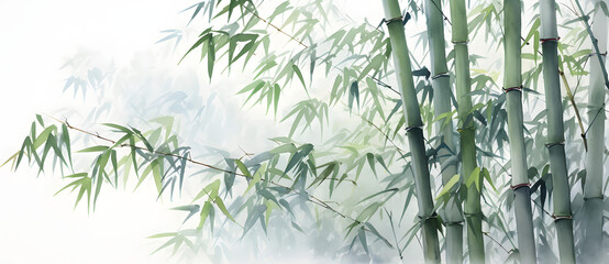 Traditional Chinese painting of bamboo forest