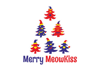 Merry Meow Smiling Christmas trees