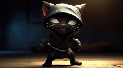 cute ninja cat. Created with generative AI.
