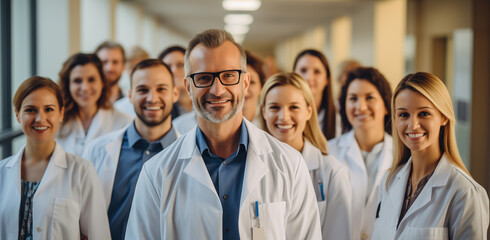 Group of doctors in hospital smiling - Powered by Adobe