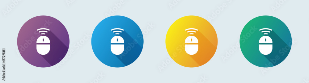 Poster wireless mouse solid icon in flat design style. scroll signs vector illustration.