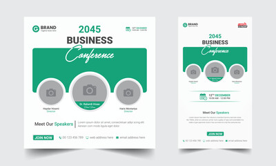 Conference social media post and story design template. Creative online advertising social media banner layout
