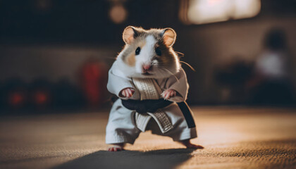 Adorable Fluffy Karateka Hamster Strikes a Cute Pose