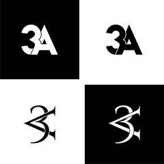 3a lettering initial monogram logo design set