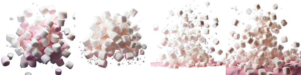 Falling marshmallows Hyperrealistic Highly Detailed Isolated On Transparent Background Png File