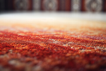 a red and orange rug with a white background