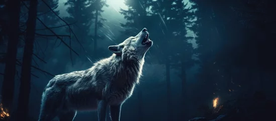 Foto op Plexiglas wolf howling at night © TheWaterMeloonProjec