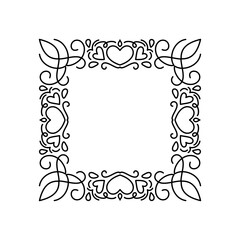 Valentine Day love square aesthetic frame with hearts. Trendy geometric minimalist linear shape for social media or poster design