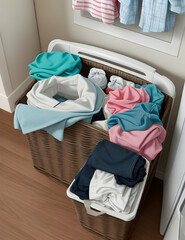 laundry basket with clothes,  ai generative