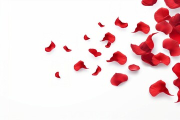 rose petals flying isolated on white