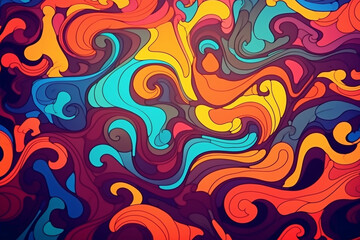 Psychedelic aesthetics abstract background, acid colors, vintage 60s