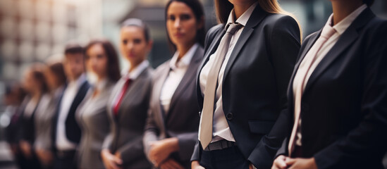 A group of women in business suits are waiting for a job interview