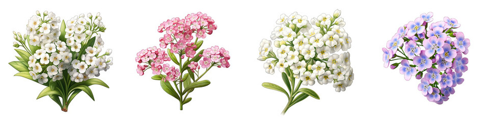 Sweet Alyssum Hyperrealistic Highly Detailed Isolated On Transparent Background Png File
