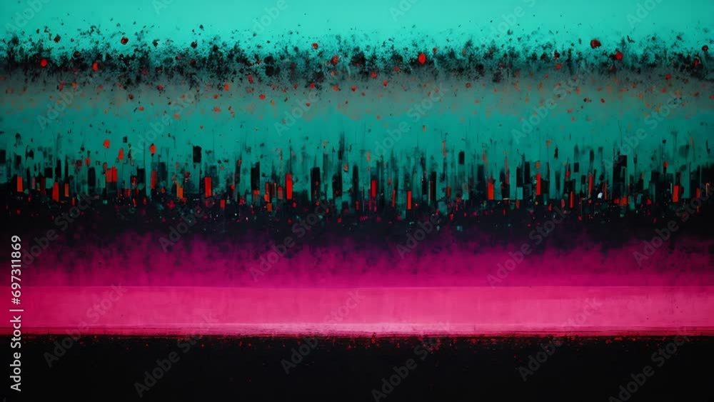 Poster abstract texture with a gradient from dark green to hot pink with elements reminiscent of a neon-lit