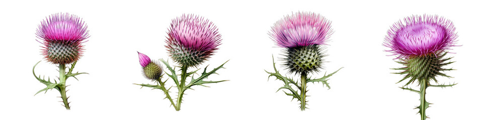 Thistle Hyperrealistic Highly Detailed Isolated On Transparent Background Png File - obrazy, fototapety, plakaty