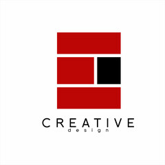 Brick wall logo design with letter E concept.