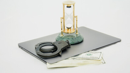 Money bills in a trolley against an office background