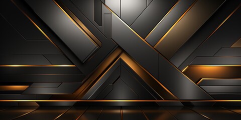 black and gold striped geometric background with luxury embossed style. generative AI - obrazy, fototapety, plakaty