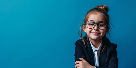 confident little girl in boss suit, generative AI