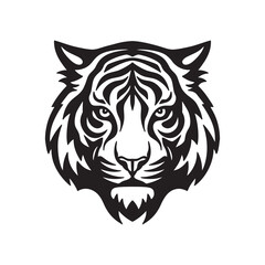 Hand drawn vector illustration of tiger head on white background