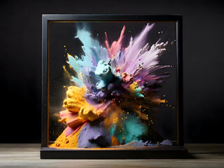 Frame with color powder,  ai generative