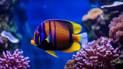 Obraz premium An aquarium filled with fish and coral reefs in the sea.