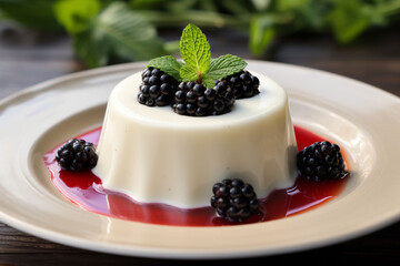 panna cotta dessert with berries
