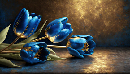 Piękne tulipany bukiet vintage, oryginalny, dekoracja ściany, tapeta, generative ai - obrazy, fototapety, plakaty