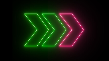 4k silhouette arrows animation in red and green with black background.