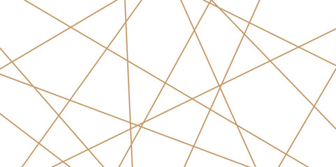 Abstract luxury gold geometric random chaotic lines with many squares and triangles shape on white background.	