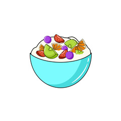 Fresh fruit salad cartoon illustration