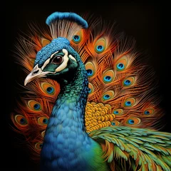 Foto op Plexiglas Beautiful realistic peacock bird,ai generated © shamsuddin mamun