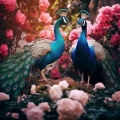 Gordijnen Beautiful realistic peacock bird,ai generated © shamsuddin mamun