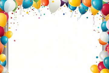 Balloon border on a white background, romantic background , Ai generated