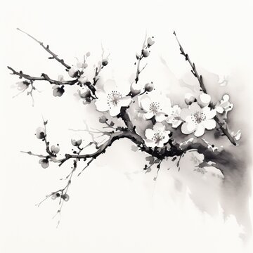 Plum blossom, ink wash