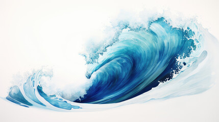 blue tide watercolor background. Surf illustration - obrazy, fototapety, plakaty