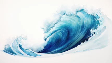 Foto op Plexiglas blue tide watercolor background. Surf illustration © VIRTUALISTIK