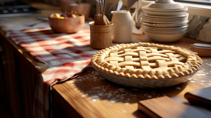 National Pie day , 23 january, Pie on the wooden table