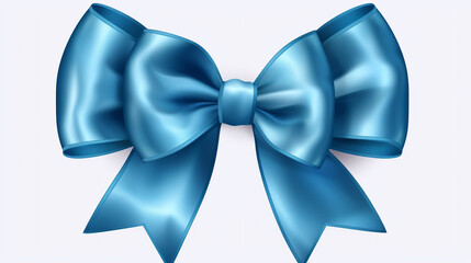 Blue gift bow for decorating gifts and cards. Ribbon. illustration, white background