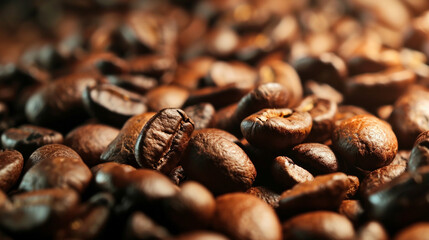 Close up coffee beans texture. Caffeine drink