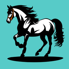 horse illustration,vector of a horse on a blue background