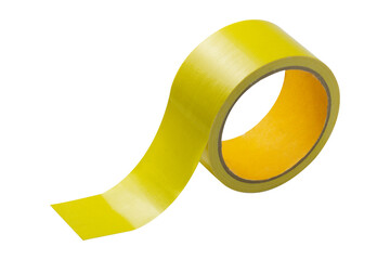 Yellow tape roll isolated on white background.